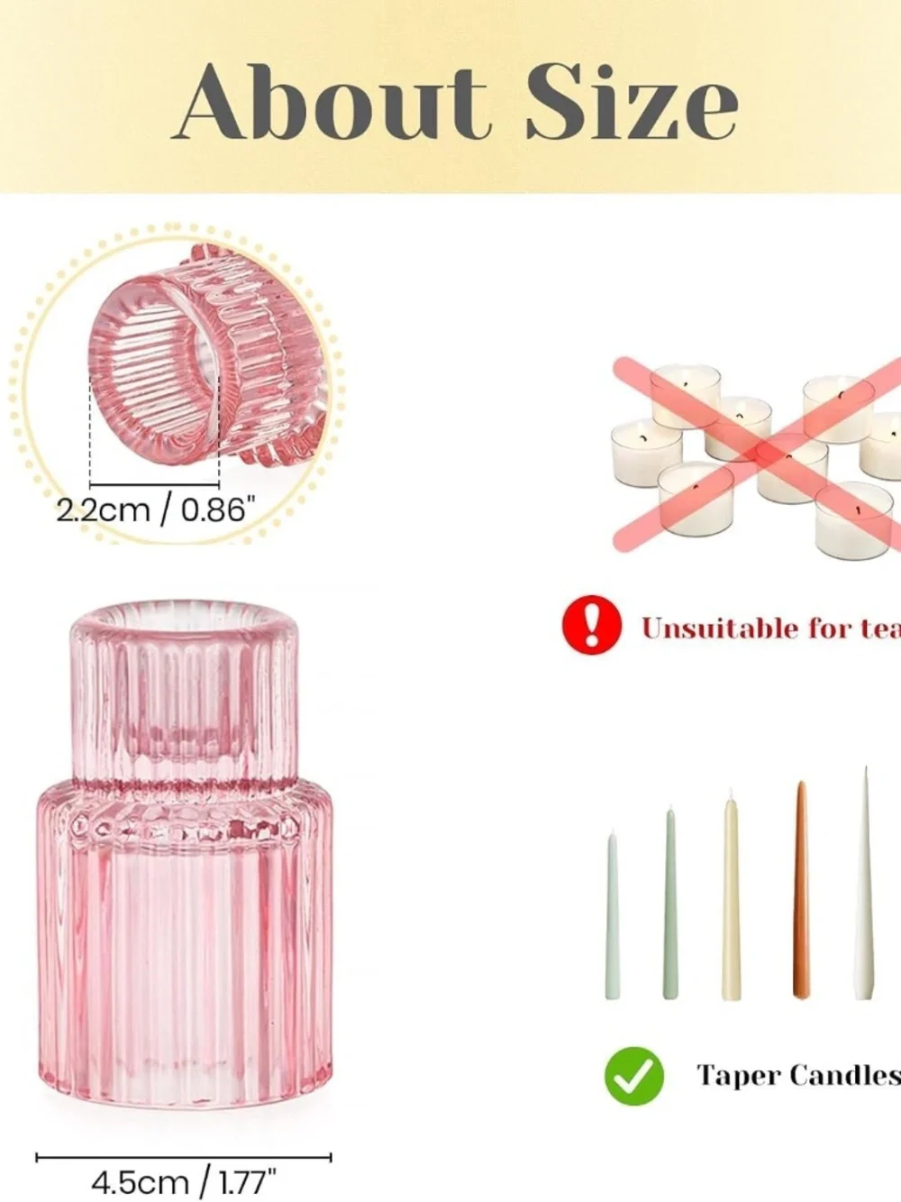 Hewory Glass Pink Candle Holder Bulk Set of 10 Valentines Taper Candle Holders